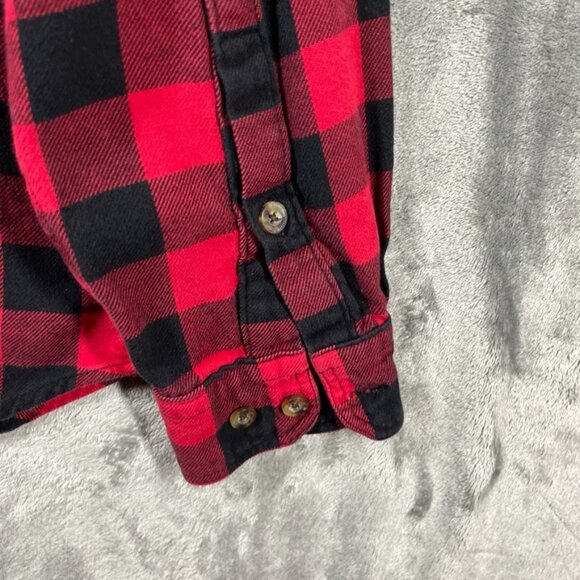 Woolrich Flannel Plaid Button Shirt Mens Size Medium Red Black Cotton Pocket - Picture 5 of 10